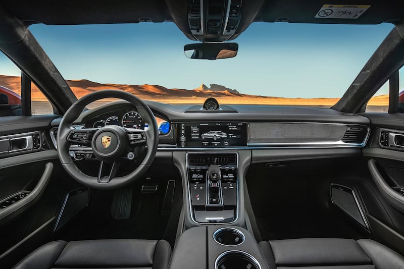 The Porsche Panamera Turbo S has a new steering wheel borrowed from the 911 and Taycan, and a recalibrated navigation system