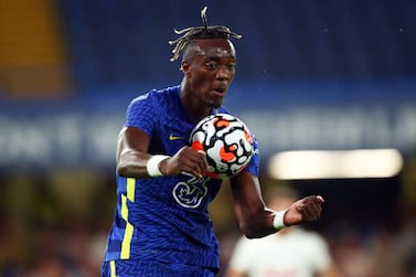 LONDON, ENGLAND - AUGUST 04: Tammy Abraham of Chelsea during the Pre Season Friendly between Chelsea and Tottenham Hotspur at Stamford Bridge on August 4, 2021 in London, England. (Photo by Marc Atkins / Getty Images)