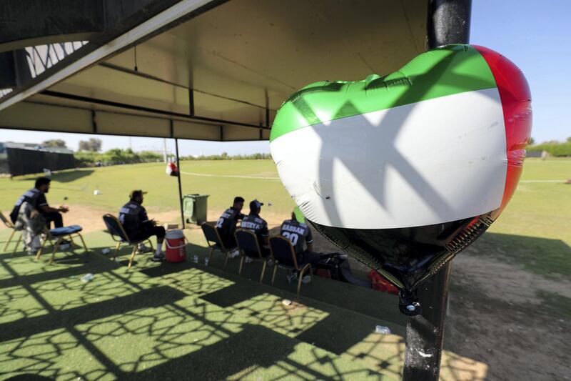 Ajman, United Arab Emirates - December 02, 2020: National Day. People watch a local cricket match on National day in Ajman. Wednesday, December 2nd, 2020 in Ajman. Chris Whiteoak / The National