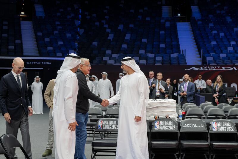 Sheikh Khaled with Milwaukee Bucks owner Marc Lasry and Mr Silver, left.