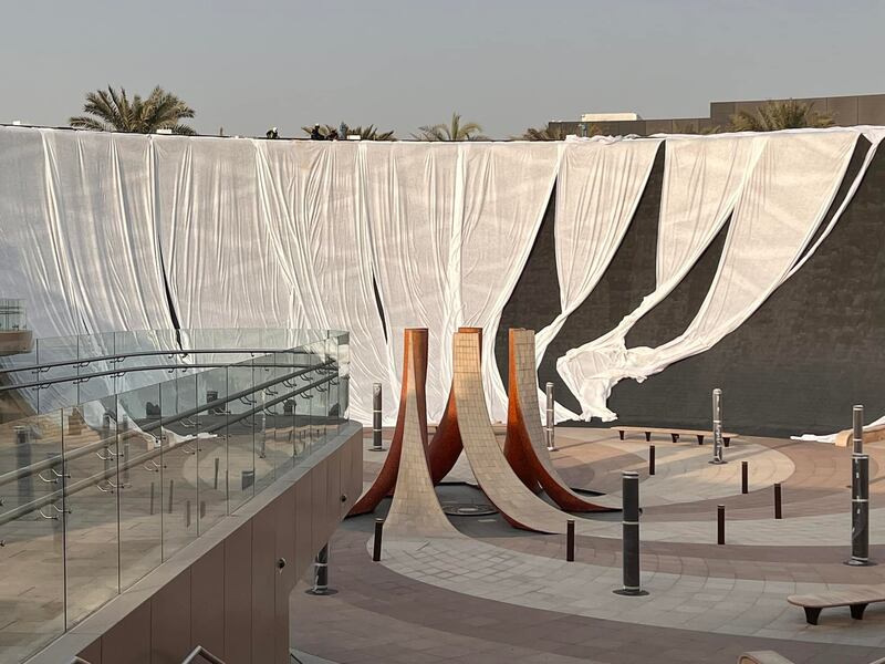 The famous Expo 2020 Dubai water feature remains covered for now. It is expected to form part of the legacy site when it reopens to the public. Photo: Chris Tan