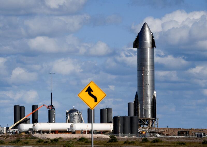 SpaceX prepares their super heavy-lift Starship SN8 rocket for a test launch this week at the company's facilities in Boca Chica, Texas, U.S. December 1, 2020. REUTERS/Gene Blevins REFILE - CORRECTING CITY