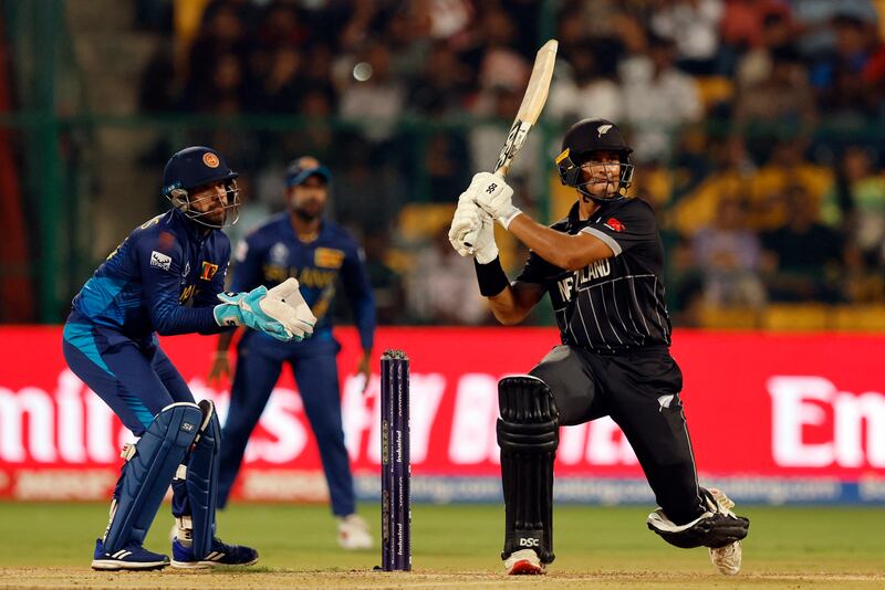 New Zealand's Rachin Ravindra on his way to 42 against Sri Lanka. Reuters