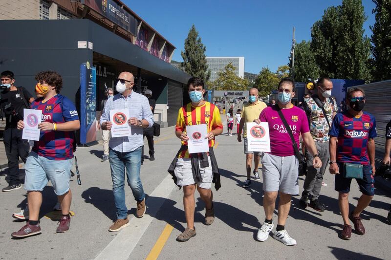 Protest at Camp Nou. EPA