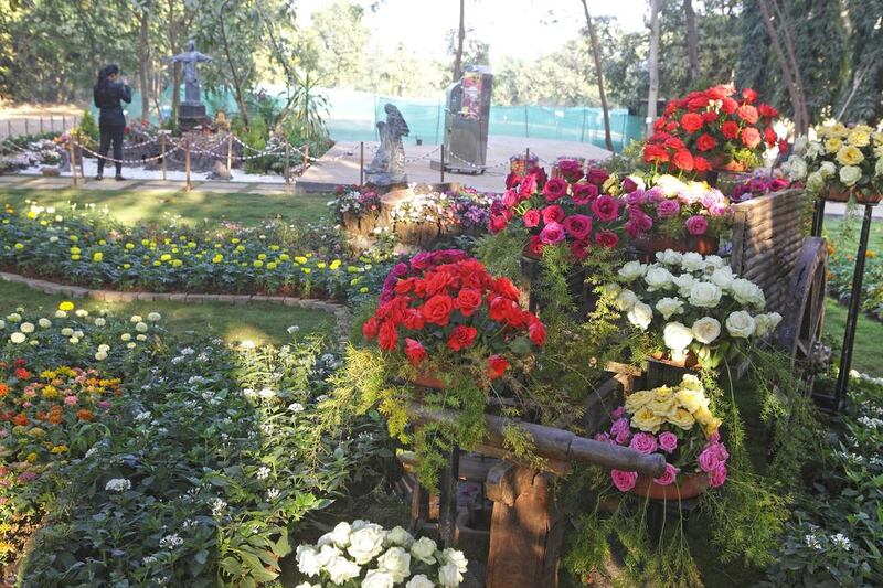 Colorful Flower Beds at Piramal Vaikunth Complex at Thane. Subhash Sharma for The National