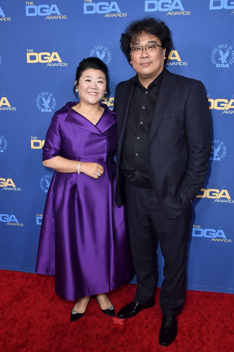 Lee Jeong-eun and Bong Joon-ho arrives for the 72nd Annual Directors Guild of America Awards in Los Angeles on January 25, 2020. AFP