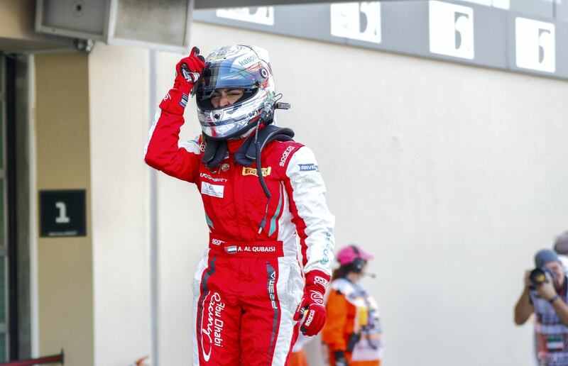 Abu Dhabi, United Arab Emirates, November 30, 2019.  
Formula 1 Etihad Airways Abu Dhabi Grand Prix.
-- FIA F4 Race 1.  Amna Al Qubaisi in tears of joy after taking the win.
Victor Besa / The National
Section:  SP
Reporter:  Simon Wilgress-Pipe