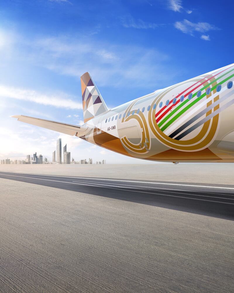 Etihad's 50th National Day livery, as seen in 2021. Photo: Etihad