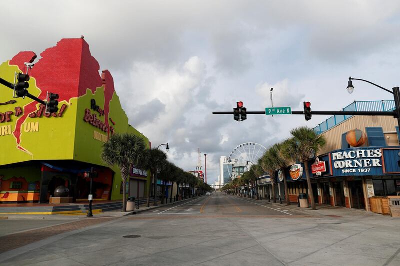 Ocean Boulevard empty of tourists after evacuations in Myrtle Beach, South Carolina. Reuters