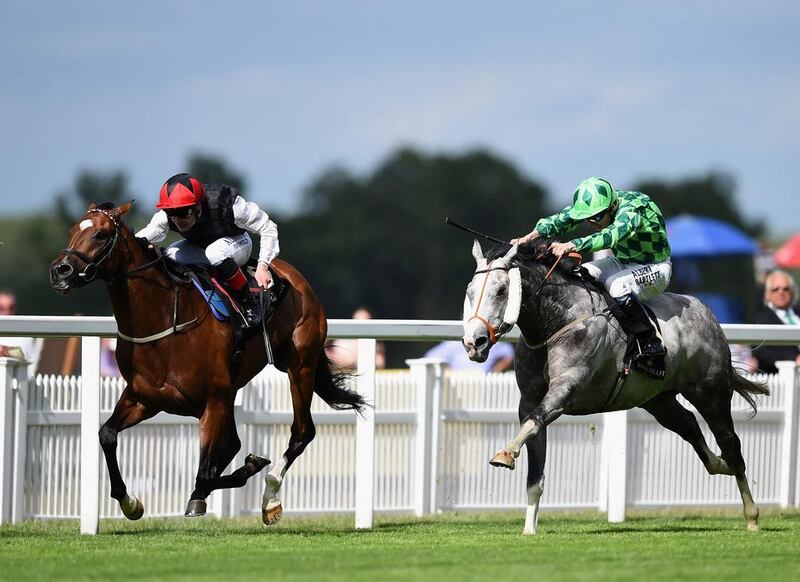 Jockey Pat Smullen rides Free Eagle, left, to victory over Jamie Spencer riding The Grey Gatsby in the Prince of Wales's Stakes during Day 2 of Royal Ascot 2015 at Ascot Racecourse on June 17, 2015 in Ascot, England.  (Photo by Christopher Lee/Getty Images)