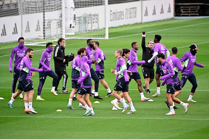 Real Madrid's players attend a training session in Valdebebas. AFP