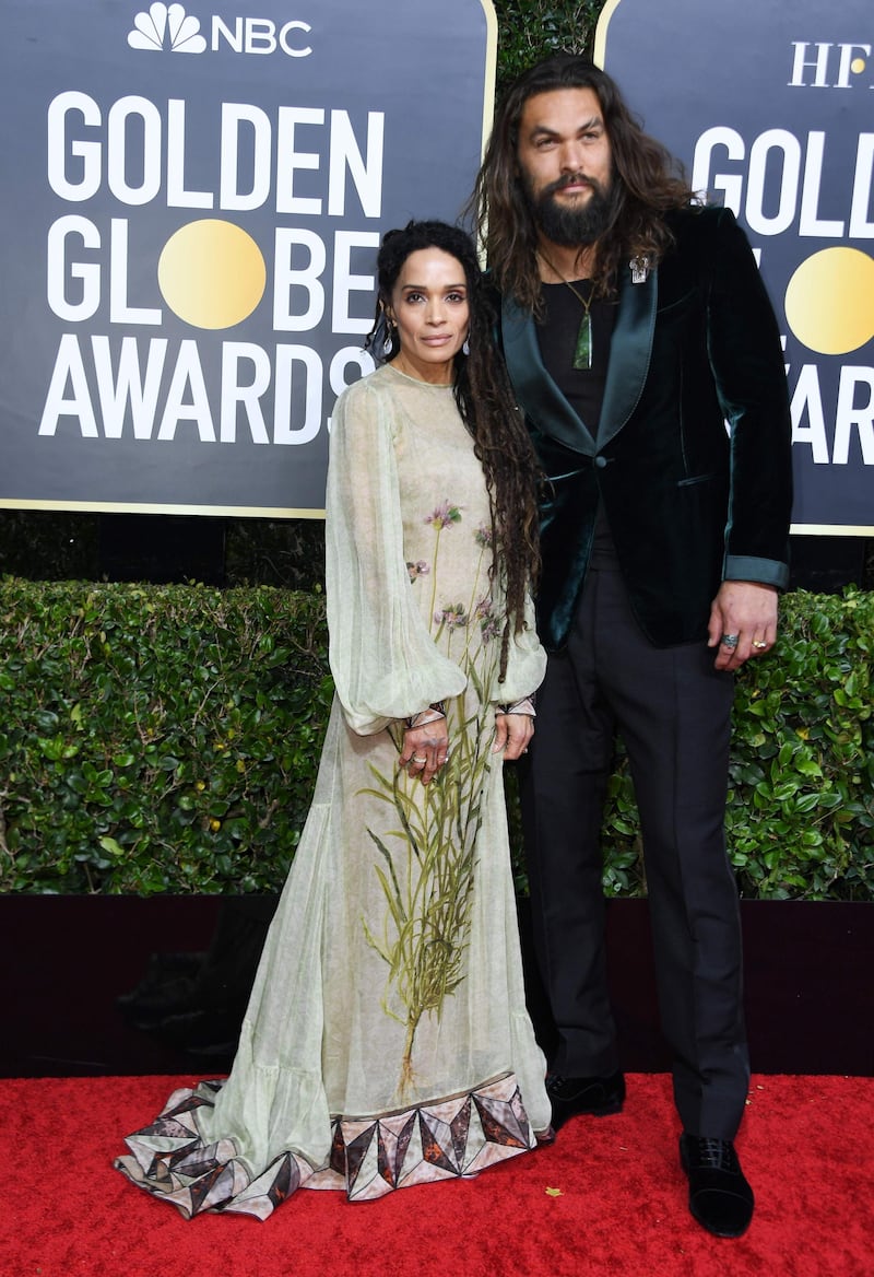 Jason Momoa  and Lisa Bonet arrive at the 77th annual Golden Globe Awards at the Beverly Hilton Hotel on January 5, 2020. AFP