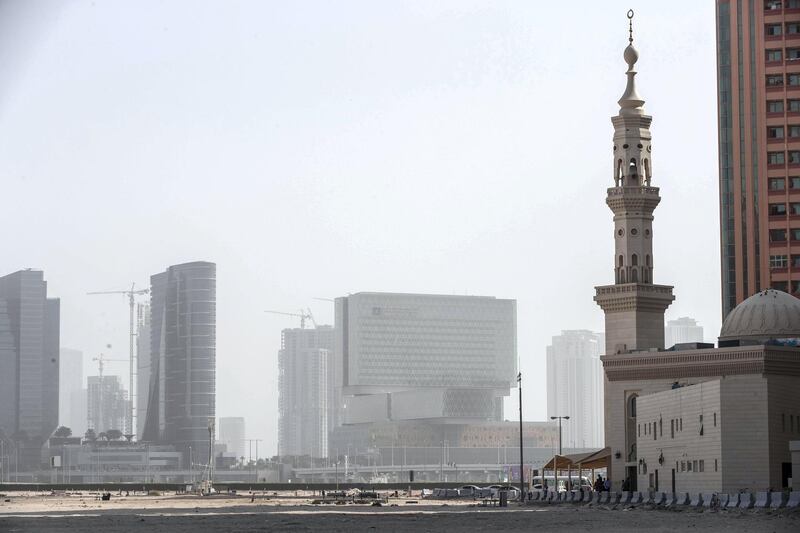 DUBAI, UNITED ARAB EMIRATES. 05 JANUARY 2020. Hazy and dusty weather building over the Abu Dhabi skyline on Al Maryah Island. (Photo: Antonie Robertson/The National) Journalist: None. Section: National.


