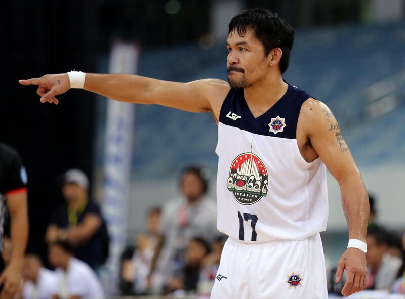 Dubai, United Arab Emirates - September 27, 2019: Dubai Invasion 2019, MPBL event, headlined by Manny Pacquiao in an All Star game. Friday the 27th of September 2019. Hamden Sports Complex, Dubai. Chris Whiteoak / The National