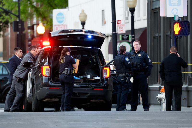 Police at the scene of an early-morning shooting in central Sacramento, California. Reuters