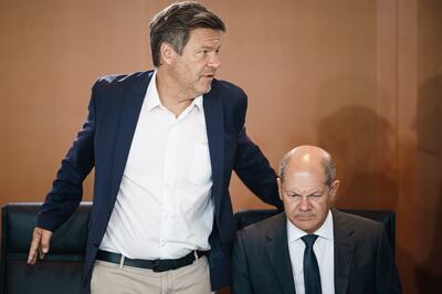German Vice Chancellor Robert Habeck, left, will accompany Chancellor Olaf Scholz to Canada. EPA 