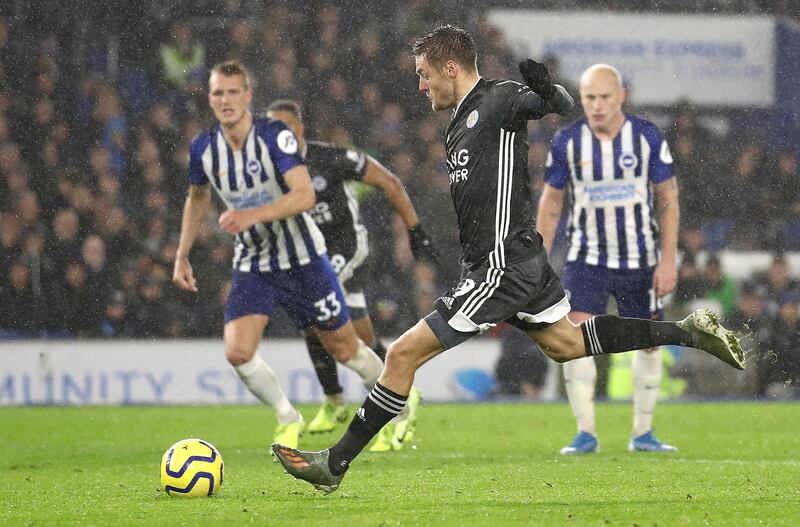 Striker:  Jamie Vardy (Leicester City) – It took a twice-taken penalty for him to get the goal he deserved for tormenting Brighton throughout. Vardy supplied Ayoze Perez’s opener. Getty