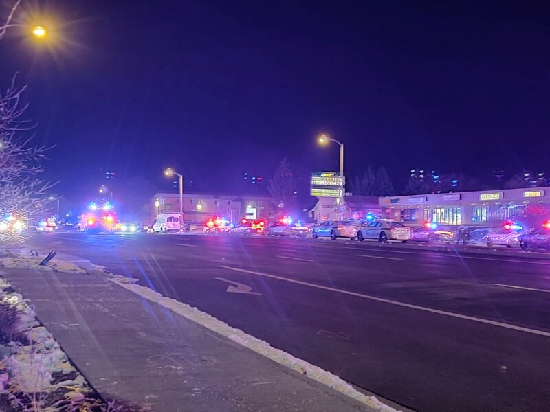 Police and emergency vehicles after a shooting at a club, in Colorado Springs. Reuters