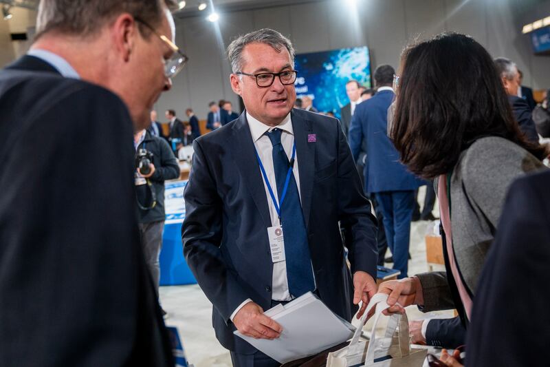 Bundesbank president Joachim Nagel, centre, at the annual meetings of the International Monetary Fund and the World Bank in Washington. EPA