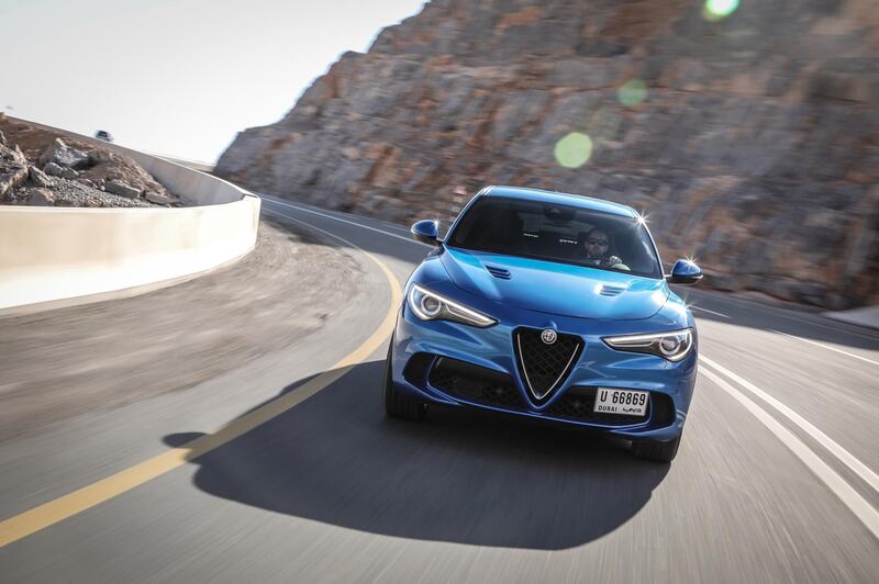 The Alfa Romeo Stelvio Quadrifoglio at Jebel Jais. Alfa Romeo