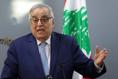 Lebanon's caretaker Foreign Minister Abdallah Bou Habib speaks during a news conference in Beirut. Reuters