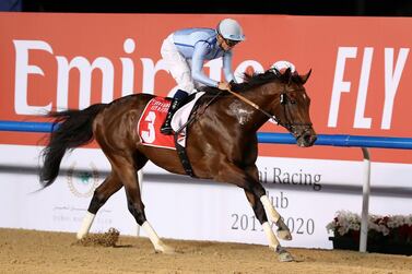 Mickael Barzalona guides Matterhorn to victory in the Al Maktoum Challenge at Meydan on Saturday. Pawan Singh / The National