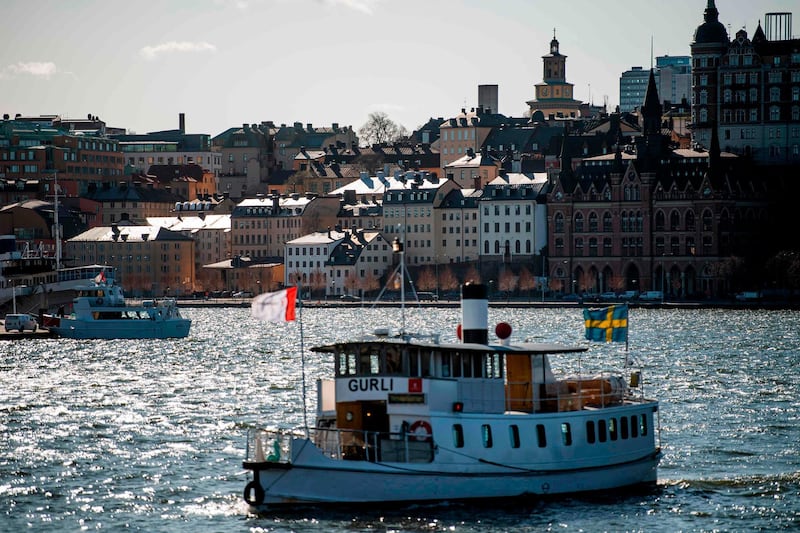 Sodermalm is seen in the background on April 2, 2020 in Stockholm, Sweden. / AFP / Jonathan NACKSTRAND
