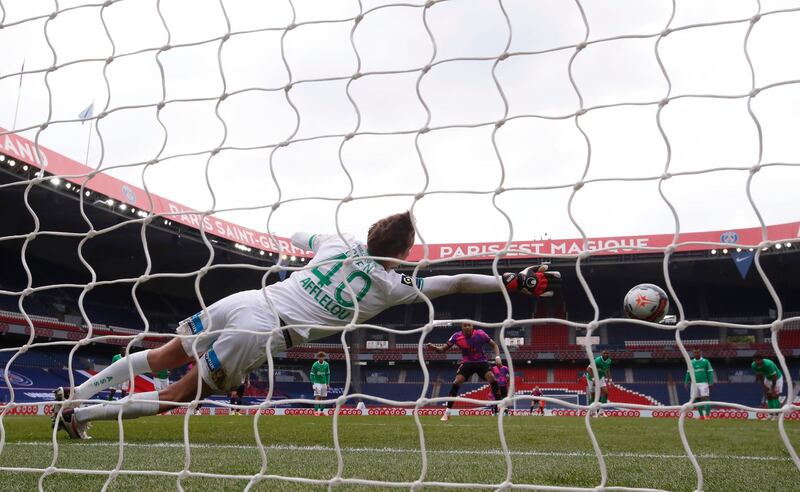 Kylian Mbappe scores PSG's second goal from the penalty spot. Reuters