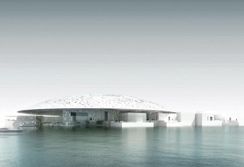 Facade of the Louvre Abu Dhabi overlooking the Arabian Gulf. Photo courtesy TDIC