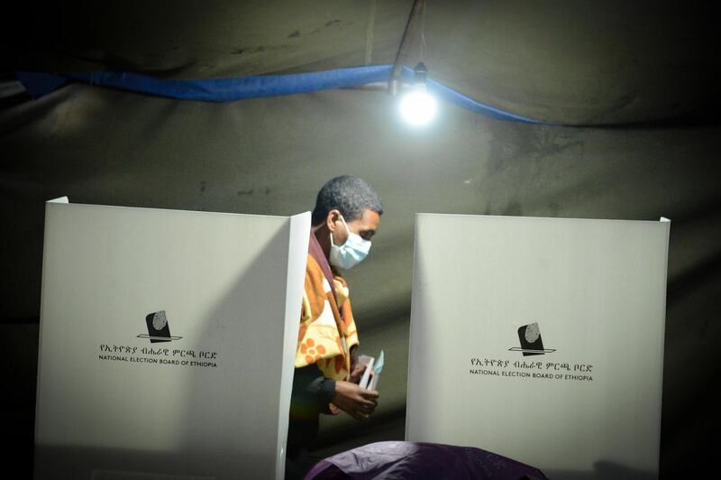 An Ethiopian man casts his ballot in the presidential elections at a polling station in Addis Ababa, Ethiopia. EPA