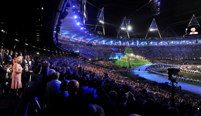 LONDON, ENGLAND - JULY 27:  Queen Elizabeth II makes a speech during the Opening Ceremony of the London 2012 Olympic Games at the Olympic Stadium on July 27, 2012 in London, England.  (Photo by John Stillwell  - WPA Pool /Getty Images)