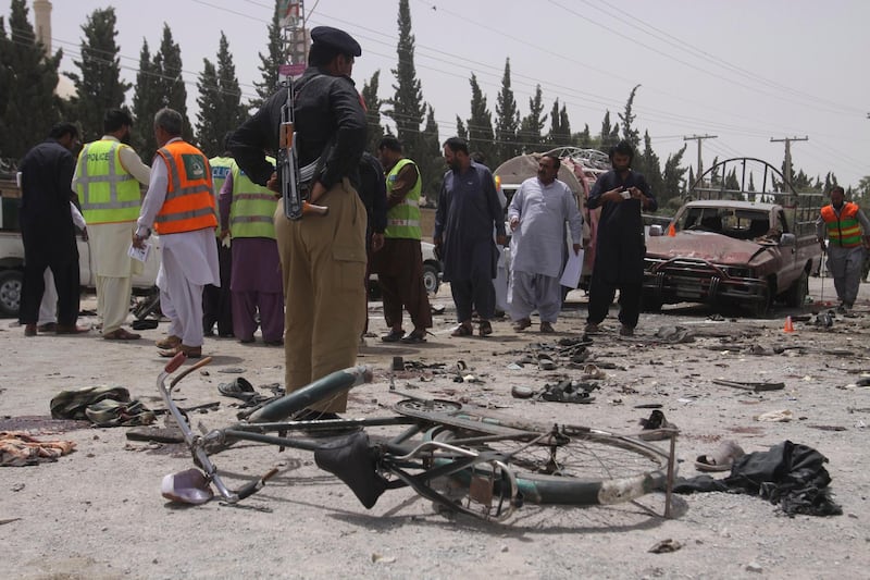 A suicide bomber struck outside a crowded polling station in Quetta. AP Photo