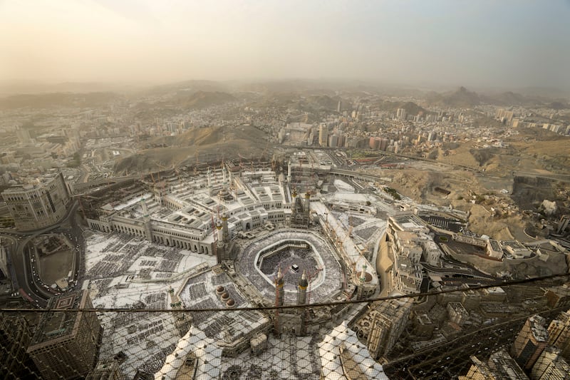 A general view of the Grand Mosque is seen from the Clock Tower during the Hajj pilgrimage in the Muslim holy city of Makkah. AP