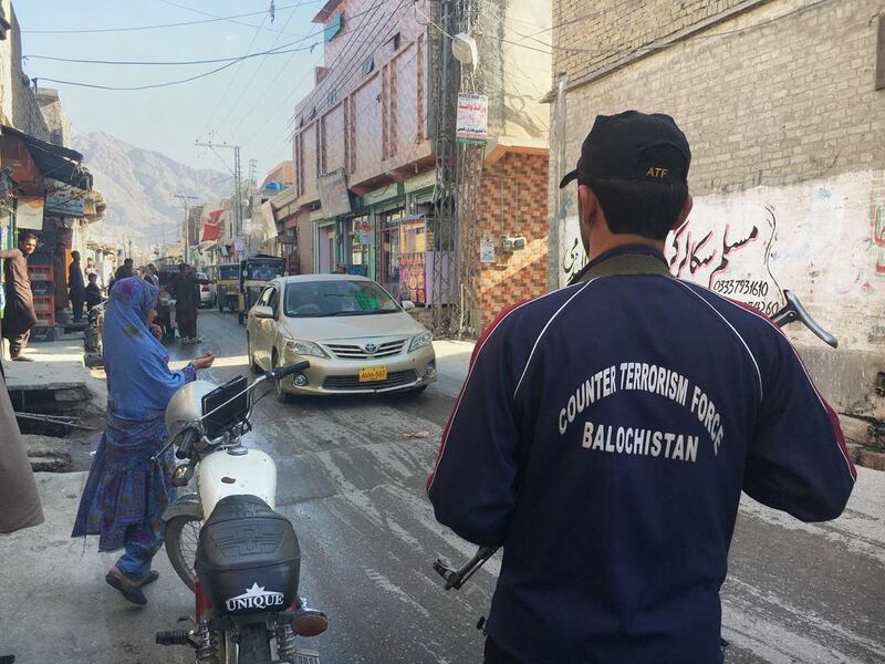 Security forces on the streets of Quetta, where armed separatists are waging war against government security forces. Colin Freeman for The National