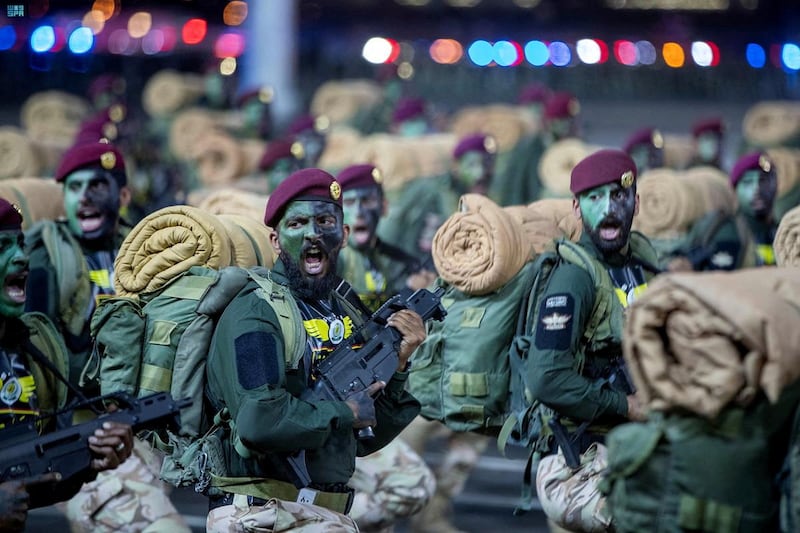 Members of the Saudi security forces participate in a military parade in Makkah. Reuters