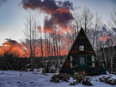 Moose Haven Cabin in the Rocky Mountains is ideal for a snowy getaway. Photo: Airbnb