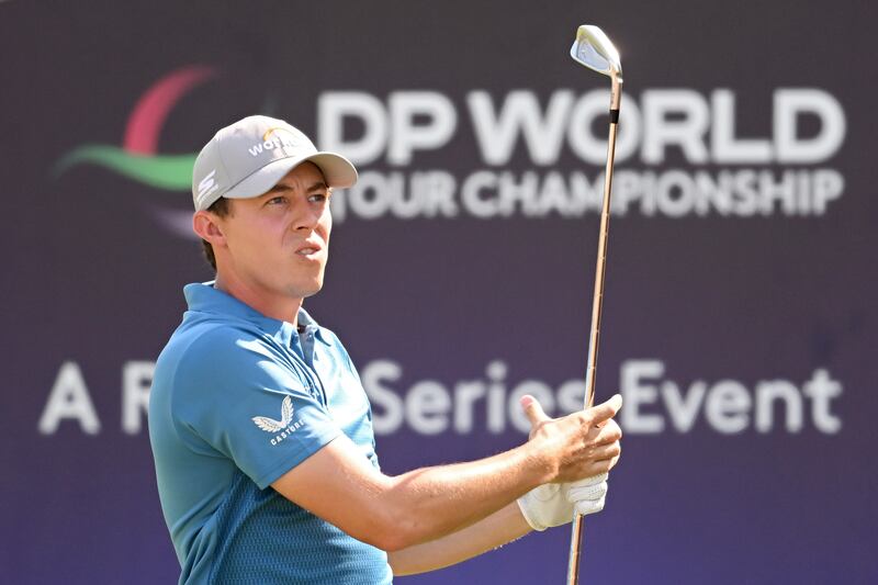Matt Fitzpatrick of England on the fourth tee in Dubai. He carded a final round 73 to finish 13 under. Getty