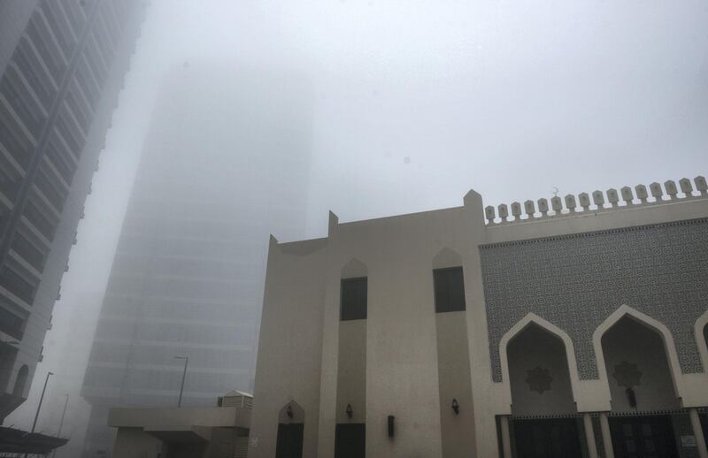 Abu Dhabi, United Arab Emirates -  Dense fog in the city of Abu Dhabi on Christmas morning, December 25, 2017. (Khushnum Bhandari/ The National)
