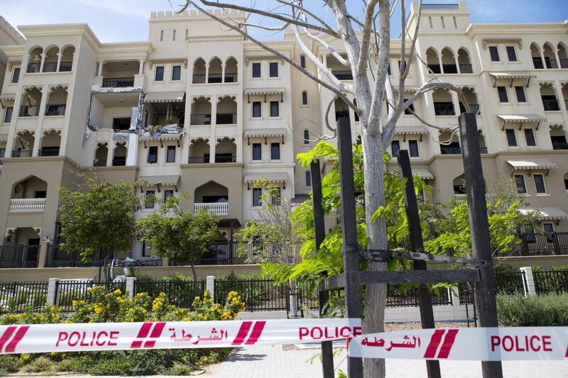  Police cordon off an area at the scene of a gas explosion at the Saadiyat Beach Residences. Christopher Pike / The National