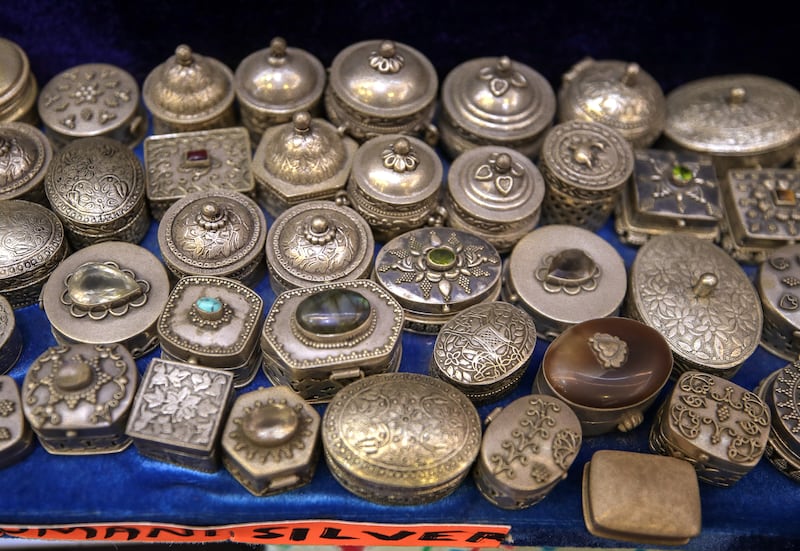 Omani silver for sale at the Mutrah Souq. Victor Besa / The National