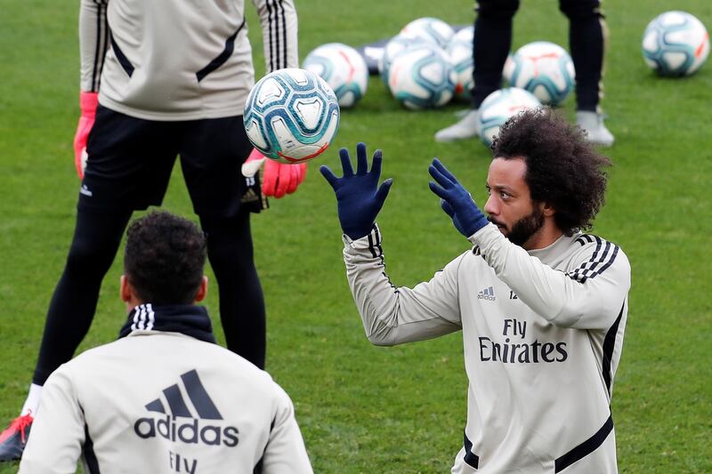 Real's Marcelo during the session.