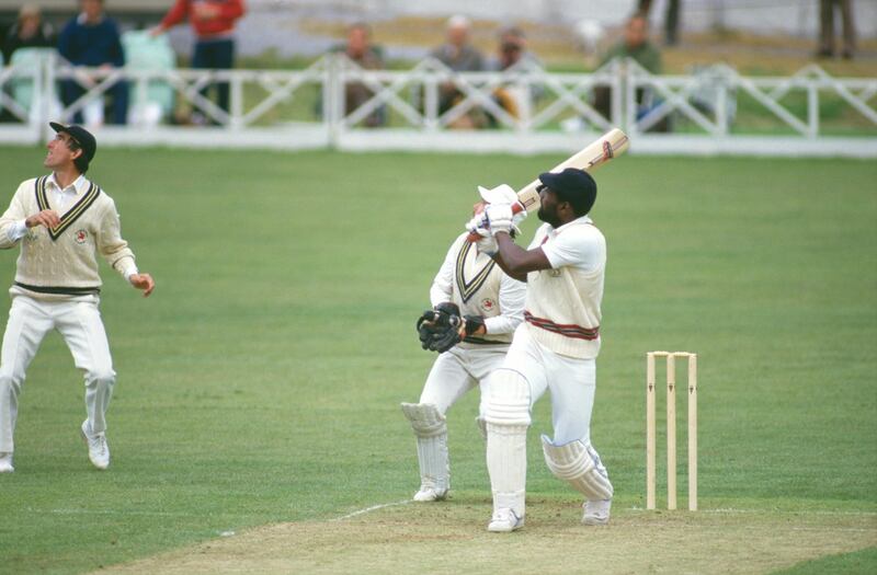 West Indian cricketer Viv Richards during his 48 ball century at Taunton, May 1986. He is playing for Somerset against Glamorgan. (Photo by Adrian Murrell/Getty Images)