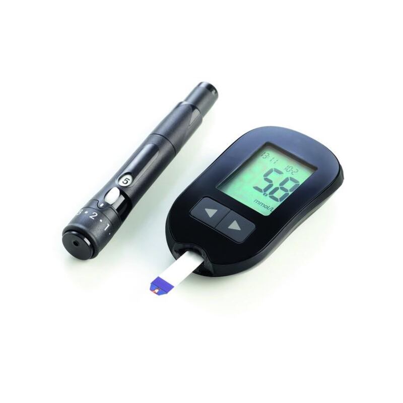 Home blood sugar testing kit. Getty Images