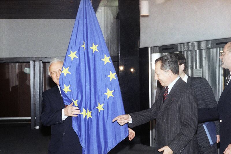 Soviet Foreign Minister Eduard Shevardnadze with Mr Delors in Brussels, Belgium, on December 18, 1989. AP