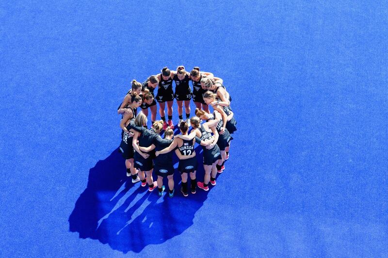 New Zealand huddle prior to the Women's FIH Field Hockey Pro League match between New Zealand and China in Christchurch, New Zealand. Getty Images