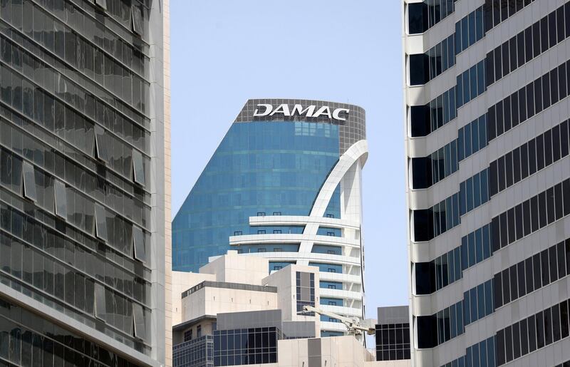 Dubai, United Arab Emirates - April 25, 2019: Damac building with branding. Thursday the 25th of April 2019. Business Bay, Dubai. Chris Whiteoak / The National