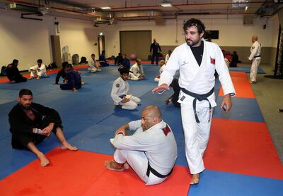 Abu Dhabi, United Arab Emirates - April 9th, 2018: Coach Ramon Lemos of the UAE national Jiu-Jitsu team trains ahead of the 10th Abu Dhabi World Professional Jiu-Jitsu Championships. Monday, April 9th, 2018 at Mubadala Arena, Abu Dhabi. Chris Whiteoak / The National