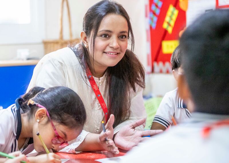 Ms Alamgir enjoying being in the classroom. Ruel Pableo for The National