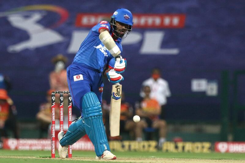 Shikhar Dhawan of Delhi Capitals  plays a shot during the match 11 of season 13 of Indian Premier League (IPL) between the Delhi Capitals and the Sunrisers Hyderabadheld at the Sheikh Zayed Stadium, Abu Dhabi  in the United Arab Emirates on the 29th September 2020.  Photo by: Pankaj Nangia  / / Sportzpics for BCCI