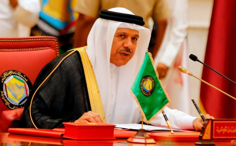 (FILES) In this file photo taken on December 6, 2016, Gulf Cooperation Council (GCC) Secretary General Abdul Latif al-Zayani addresses a GCC summit in the Bahraini capital Manama. The seasoned diplomat was appointed foreign minister of Bahrain, the kingdom's official news agency announced on January 2, 2020. / AFP / STRINGER
